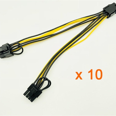 10PCS 6pin PCI Express to PCIe Dual 8pin Cable Motherboard