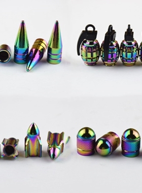 2PCS Aluminum Car Bike Tire Valve Caps Neon Lights Color Bu