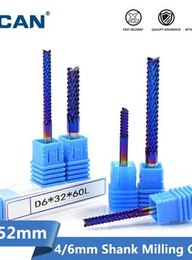 1pc 4mm/6mm Shank Tungsten Carbide End Milling Bit Nano Blue
