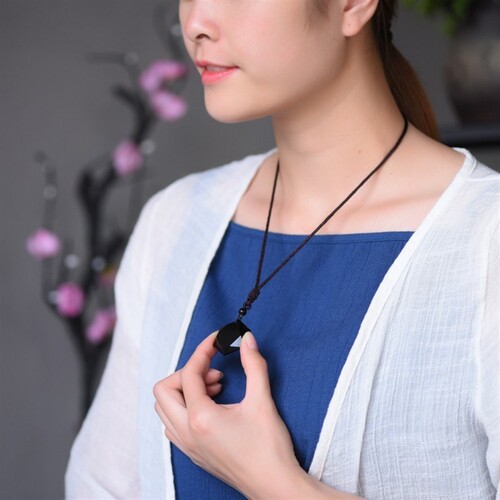 Jewelry natural obsidian pendant six-pointed star pendulum