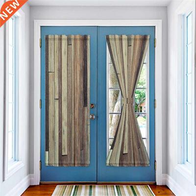 Vintage Wooden Planks Texture Modern Curtains for Living