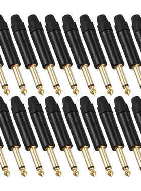 Gold Plating 20Pcs Plug Mono Professional 2 Pole 6.35 Mm