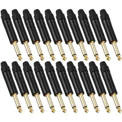 Gold Plating 20Pcs Plug Mono Professional 2 Pole 6.35 Mm