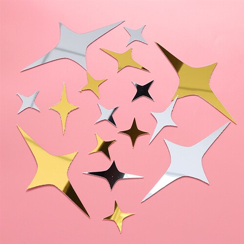 Gold Silver 3D Mirror Surface Wall ers New Year Star Living