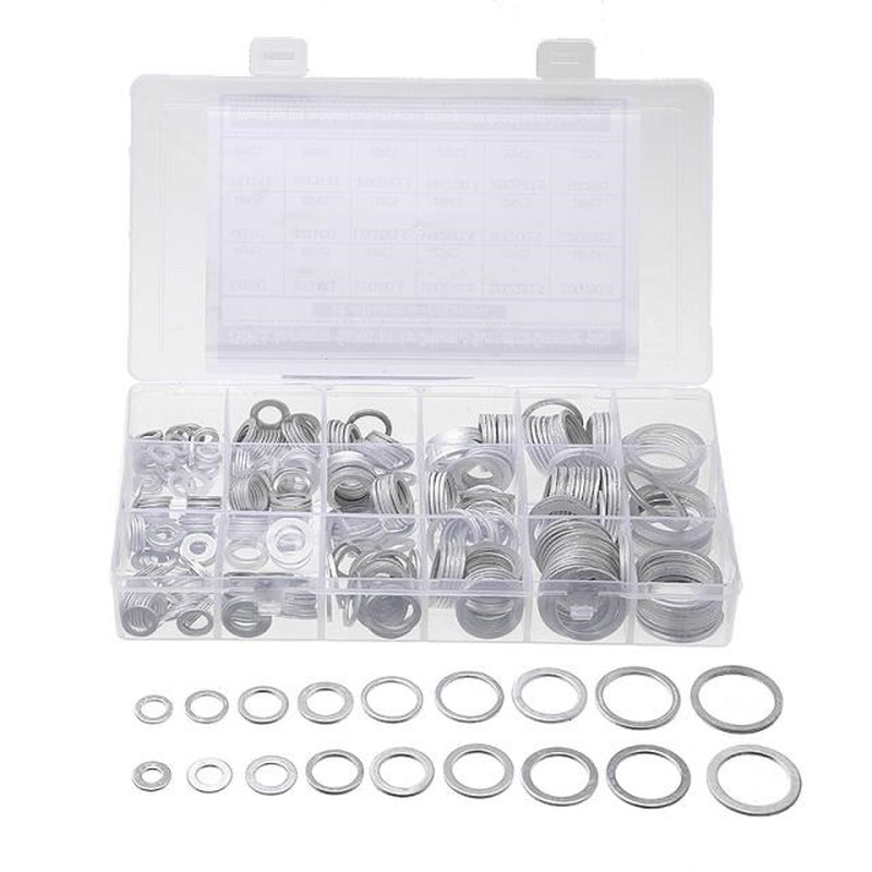 450Pcs Aluminum Flat Washer Gasket Assorted Flat Ring Seal K