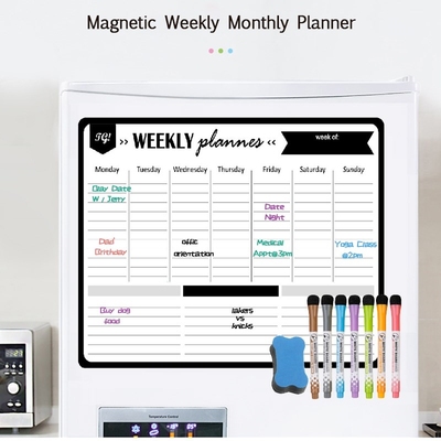 Dry Board Magnetic Weekly Monthly Planner Calendar Black Boa