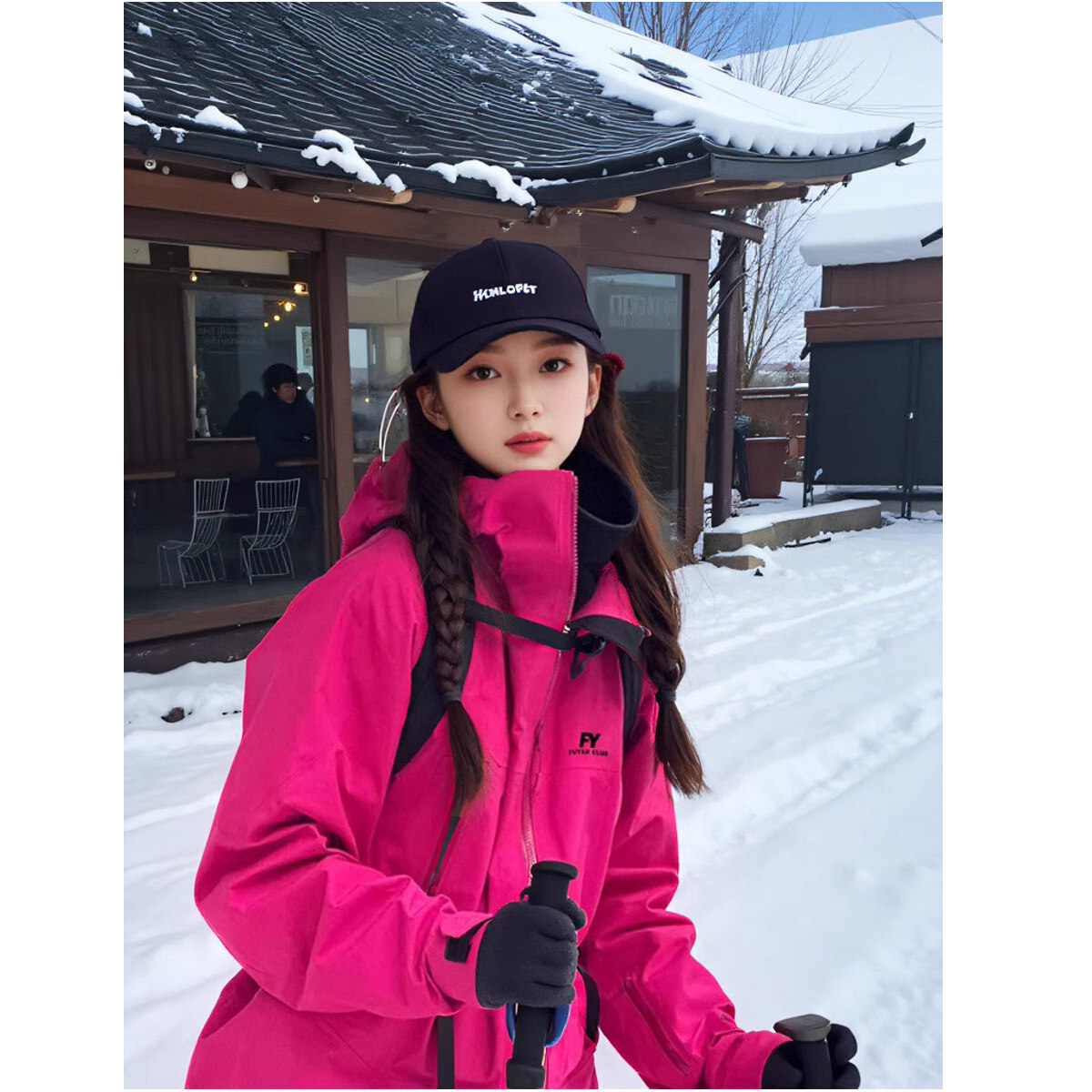 德国2026春夏新款玫红色冲锋衣外套女三合一多巴胺穿搭户外登山服