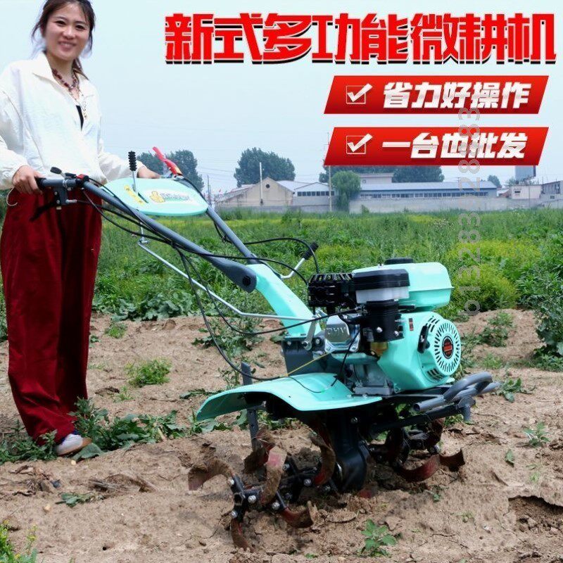 全齿轮 多功能柴油汽油微耕机小型松土机旋耕起垄除草柴油耕地机