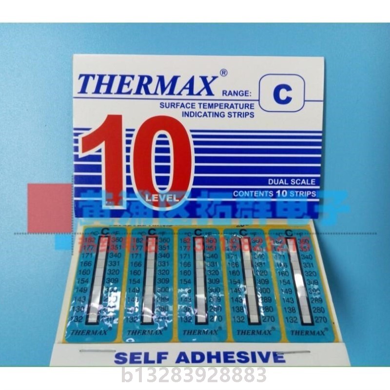英国THERMAX温度贴10格A型热敏试纸40-71度测温纸感温标签