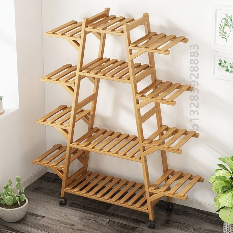 diy猫爬架花架子室内家用客厅可移动带轮落地多层阳台靠墙置物架