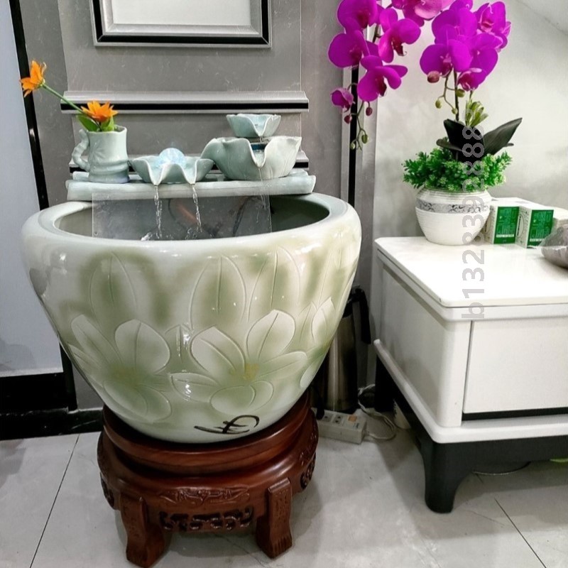 木质鱼缸架奇石盆景架花瓶置物架圆柱空调底座实木花架水缸架圆形