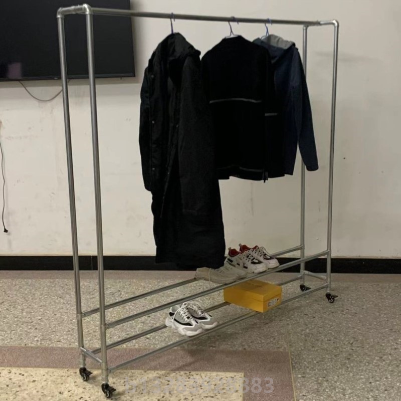 镀锌钢管晾衣架简易鞋架置物架水管晒衣架家用阳台室内落地挂衣架