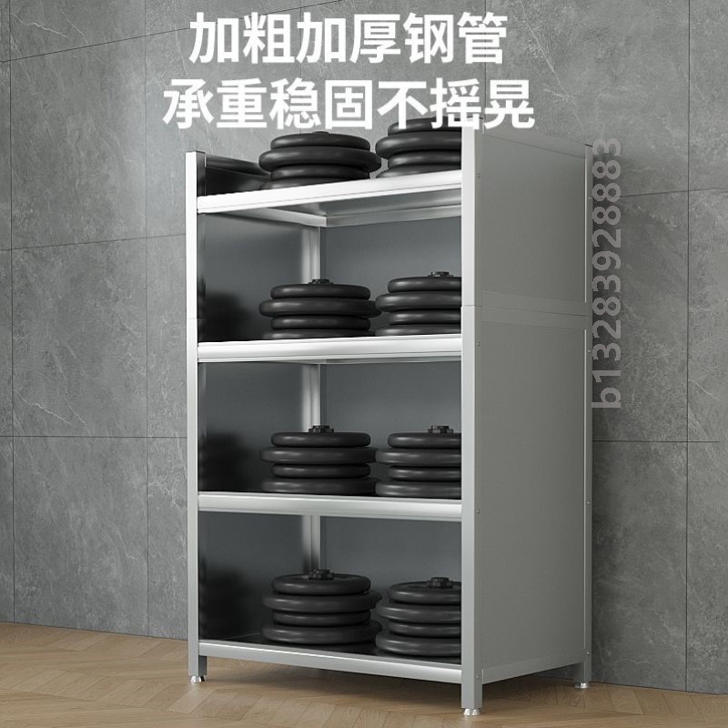 不锈钢置物架推拉门落地微波炉厨房橱柜架子家用收纳碗柜储物架