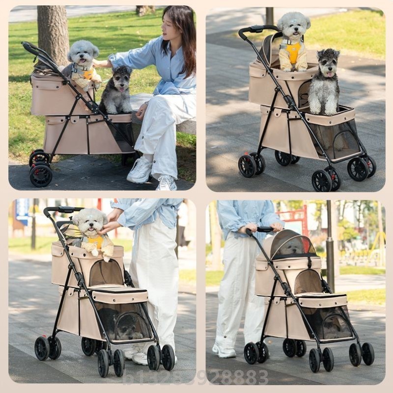双层宠物推车轻便可折叠便携猫咪狗狗犬外出户外小推车宠物旅行车