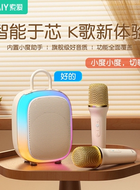 索爱SK68蓝牙音箱儿童话筒音响麦一体户外唱歌K歌克风小型家庭ktv