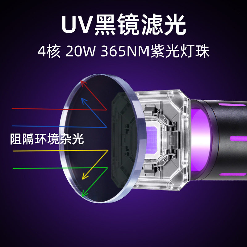 新款大功率UV365黑镜紫光