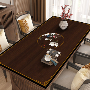 中式 新款 复古风桌布中国风皮革茶几餐桌垫高级感防水防油免洗台布