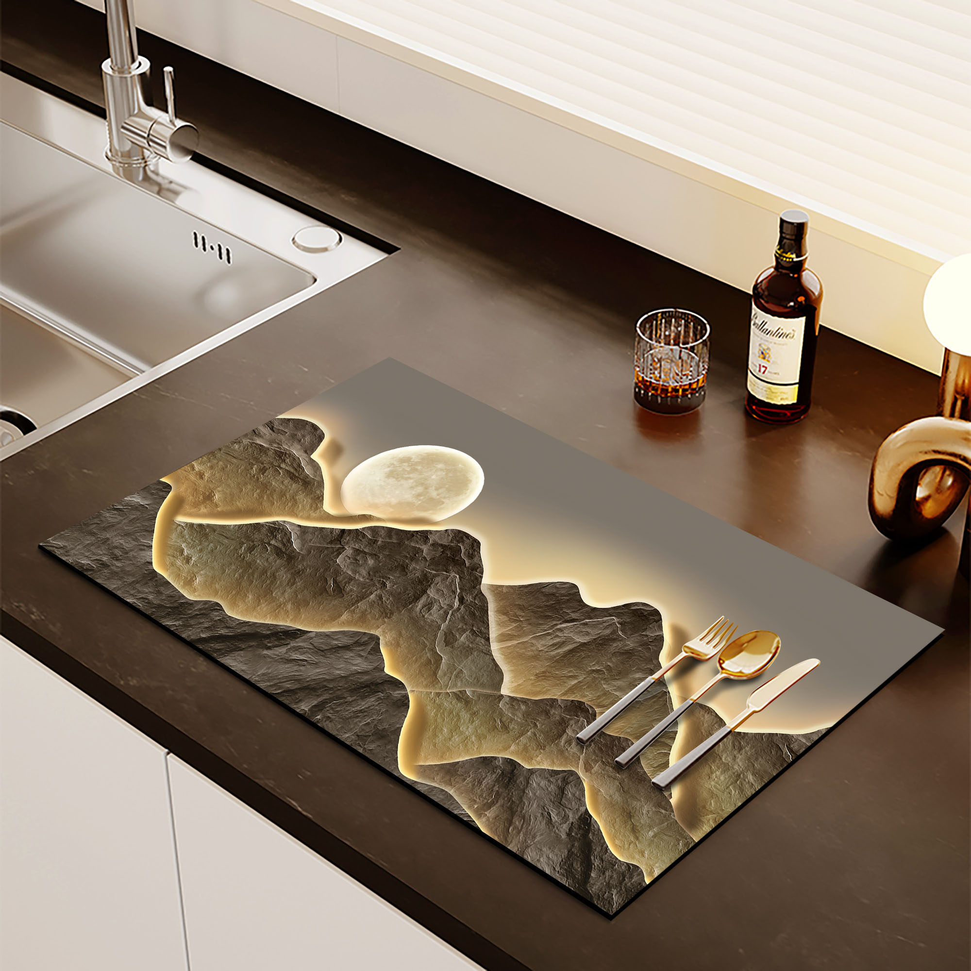 简约现代厨房台面垫矽藻泥吸水凉垫桌面保护垫洗手水池沥水垫可裁