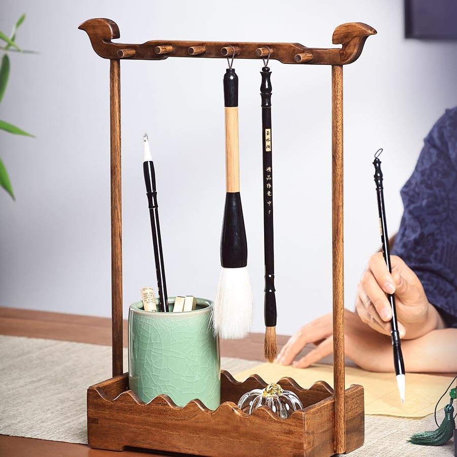 实木毛笔笔架古风挂架文房书法收纳置物架文昌毛笔架笔挂其他
