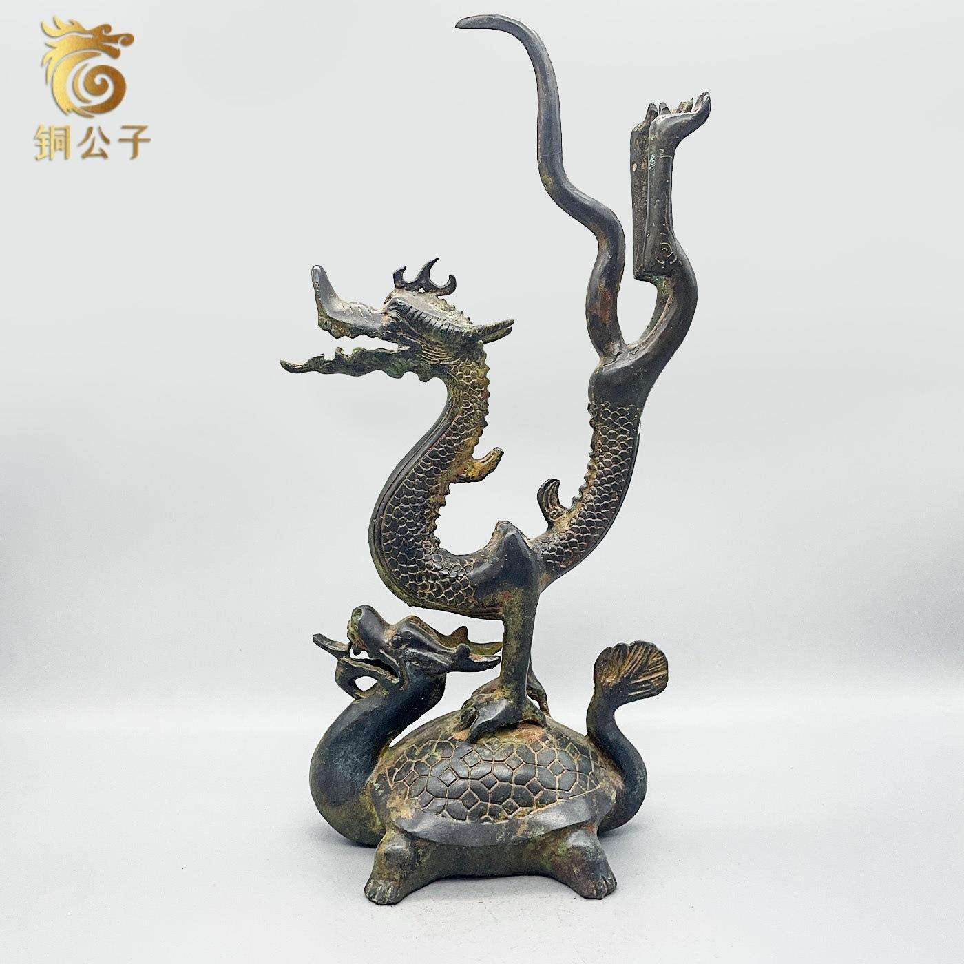 仿古青铜器龙龟工艺品动物造型吉祥如意摆件古玩铜器直销