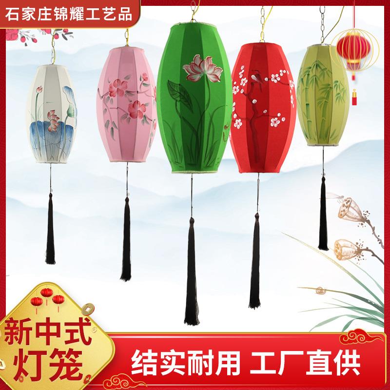 新中式弹力布橄榄灯笼创意手绘宫灯防水越南灯笼户外古风装饰灯笼