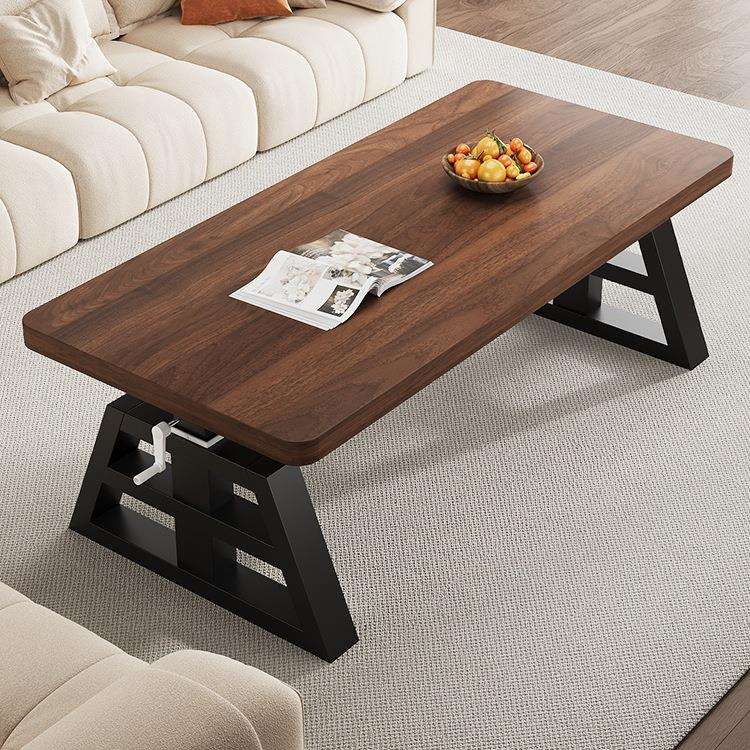 升降茶几客厅家用吃饭餐桌多功能实木学习书桌工作台手摇升降桌子