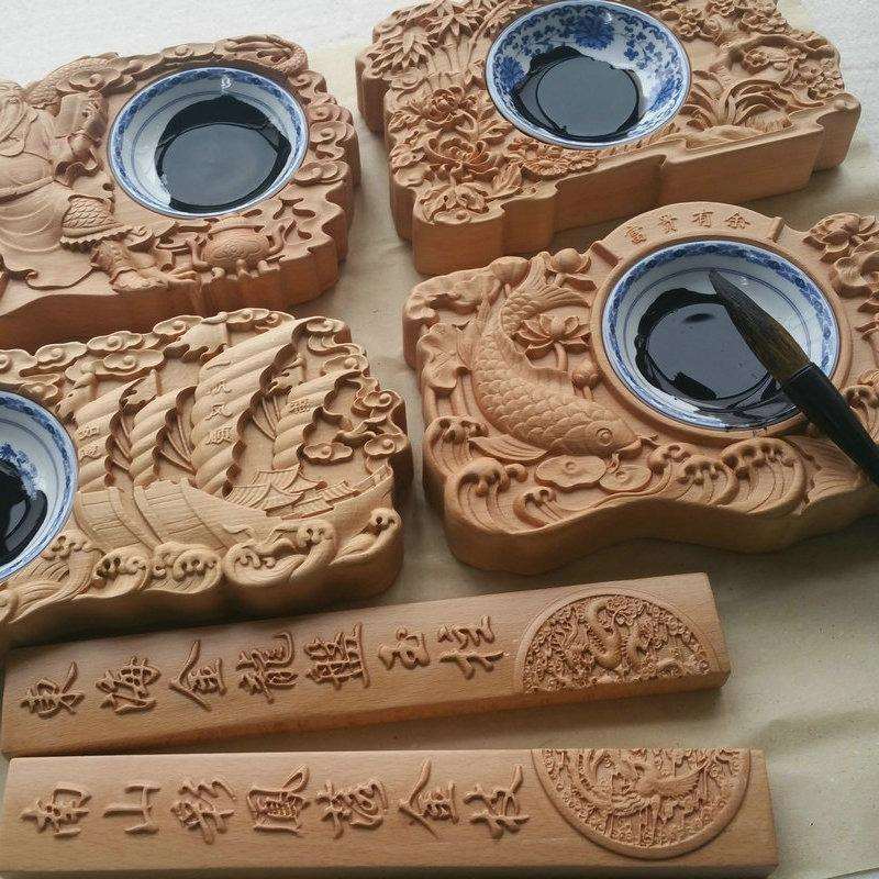红榉刻烟灰缸创意精雕刻烟灰缸木雕工艺品烟灰缸