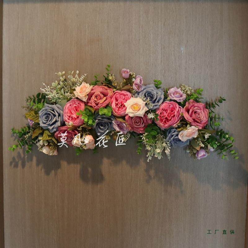 仿真花花环门饰门挂门楣花玫瑰结婚婚房婚礼布置婚庆装饰圆形花环