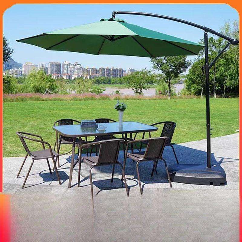 户外桌椅套装带伞套装庭院露天阳台桌椅三件套户外餐桌商用休闲