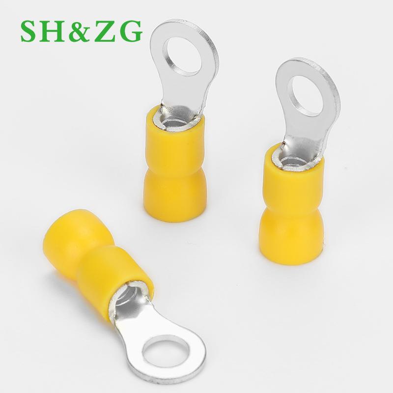 SV冷压端子欧式叉型预绝缘接线端子SV5.5-5黄色叉形铜线耳鼻端头