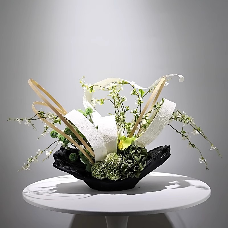 现代纸艺仿真花绿植摆件