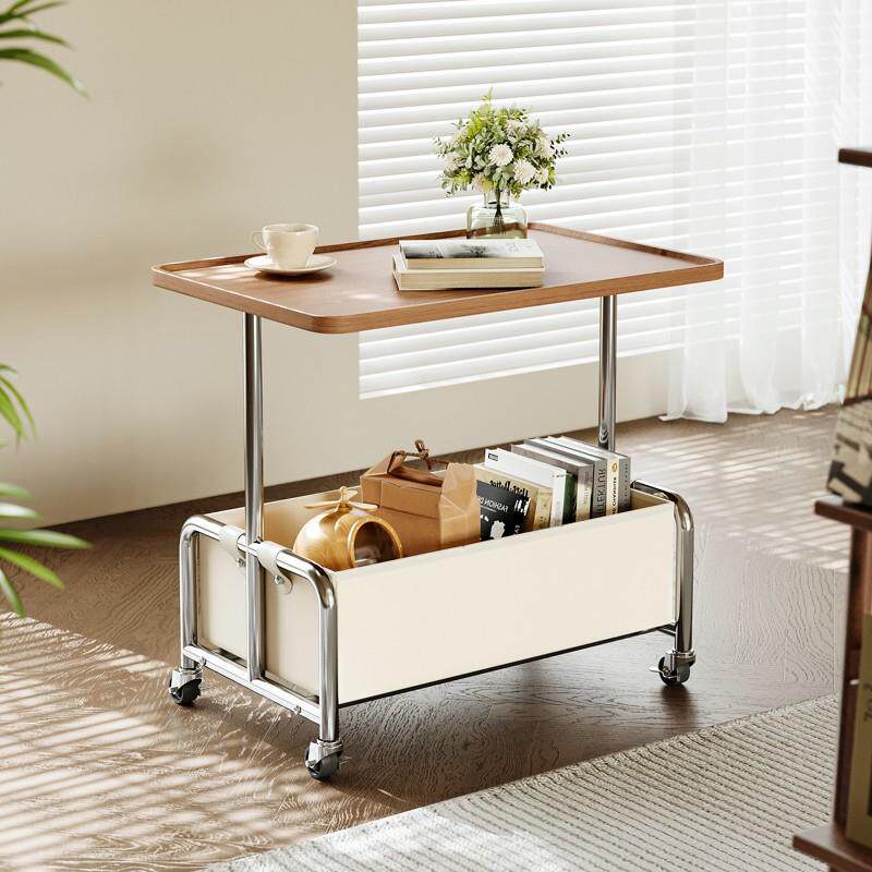 推车中古茶几沙发柜简约边移动置物架小推车可现代边几感高级奢轻