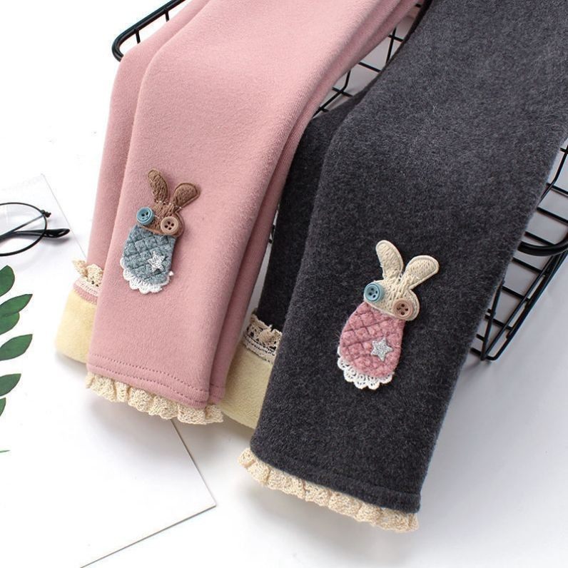 女童加绒加厚打底裤秋冬儿童纯棉保暖长裤宝宝中大童洋气裤子外穿