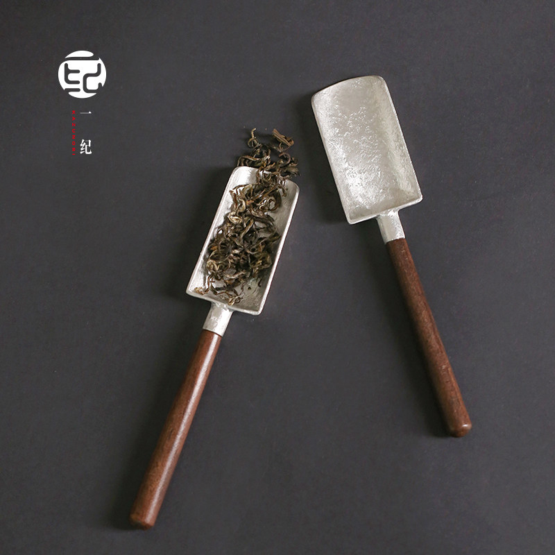 速发一纪荷式日纯锡茶铲分茶勺 家用长柄茶匙赏茶 茶则茶具六君子
