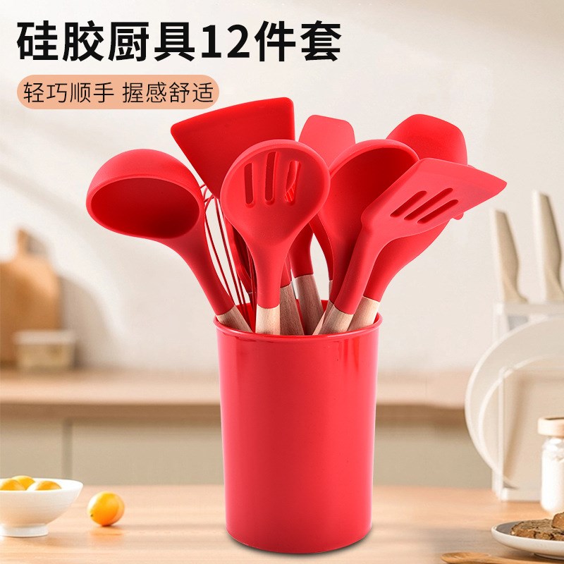 速发锅硅胶不粘级专1家用厨具耐高温炒菜铲子汤勺用2件套装