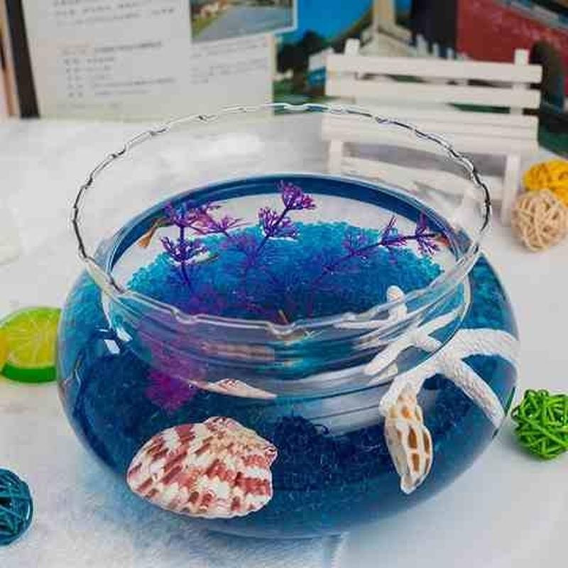 速发创意花边小璃缸桌面造景玻鱼迷你鱼圆缸形缸水培花瓶乌龟缸