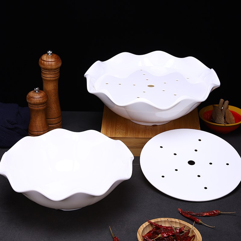 速发片意密胺莲花干冰冒烟盘雪花肥牛腰创毛肚盘特色火锅餐具