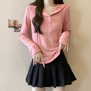 速发正肩连帽卫衣2款24新款爆码春秋大款内搭短0长袖上衣打底衫
