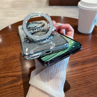 速发适用mat支60pro手机壳电闪透明全包带磁吸e架镀粉壳荣耀0软