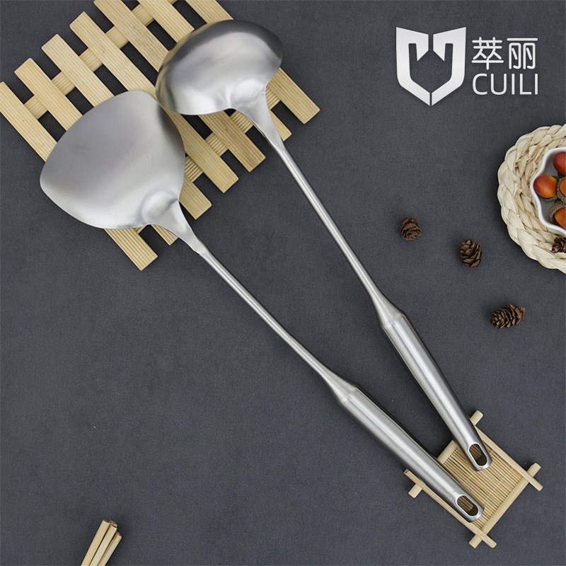 速发不锈钢汤用厨具套装炒菜勺厨师商房家用砂光锅铲创意厨勺用具