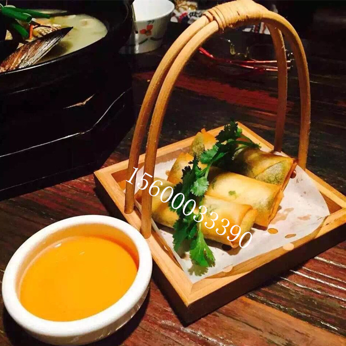 速发火锅店特色农家餐提性创意乐具点心筐意境菜酒店饭店竹编提篮