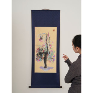 【花火】原创现代抽象个性新中式创意水彩玄关装饰画客厅书房卷轴