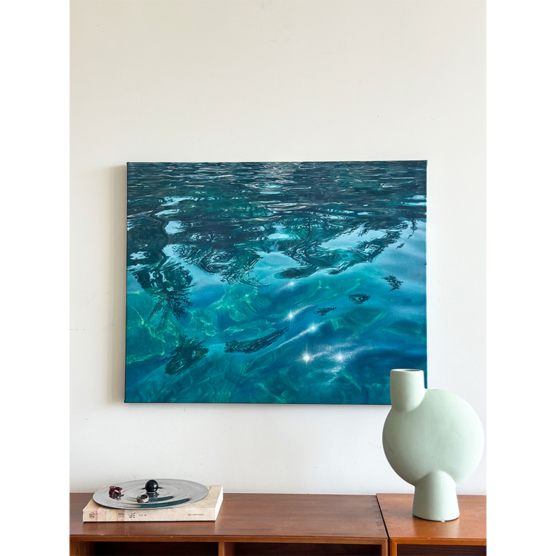 当代艺术水波纹风生水起家宅安宁背景挂画现代中古家居客厅装饰画