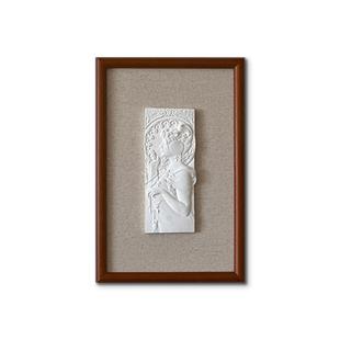 【穆夏】女神羽毛石膏立体浮雕中古小众高级装饰客厅玄关床头挂画