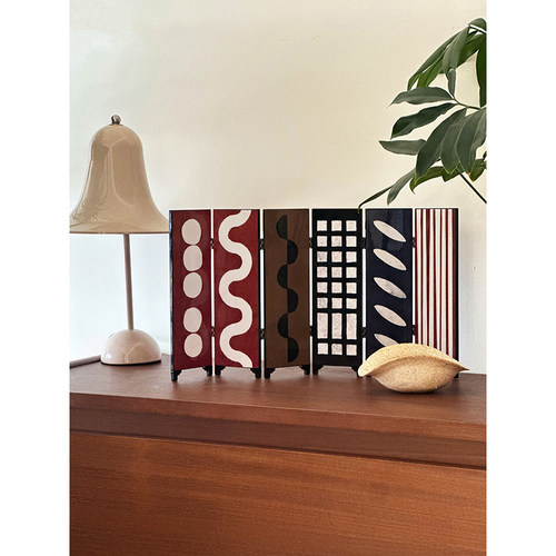抽象tabledecor小屏风中古摆件
