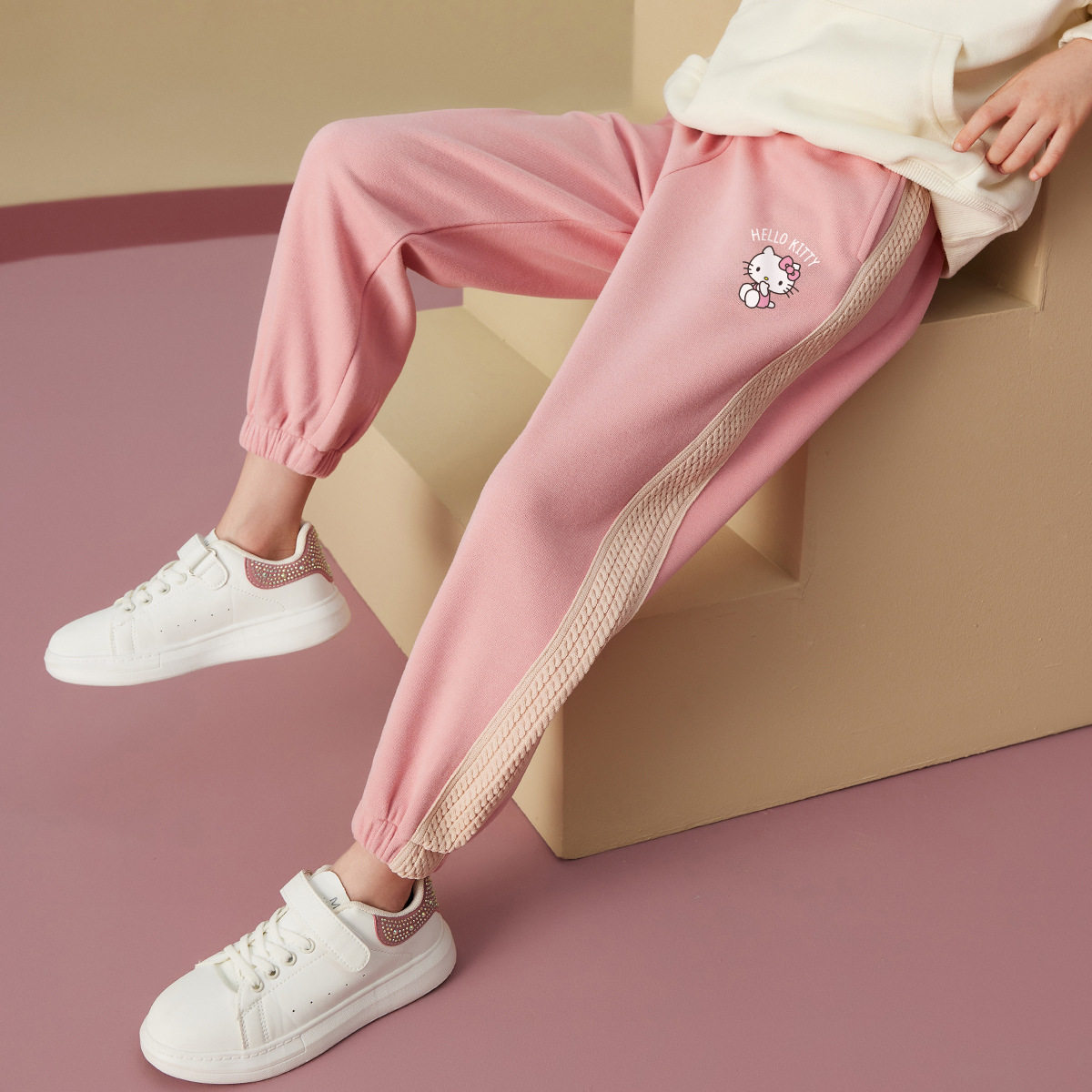 hellokitty女童春秋季裤子儿童装女孩百搭洋气舒适休闲裤潮牌