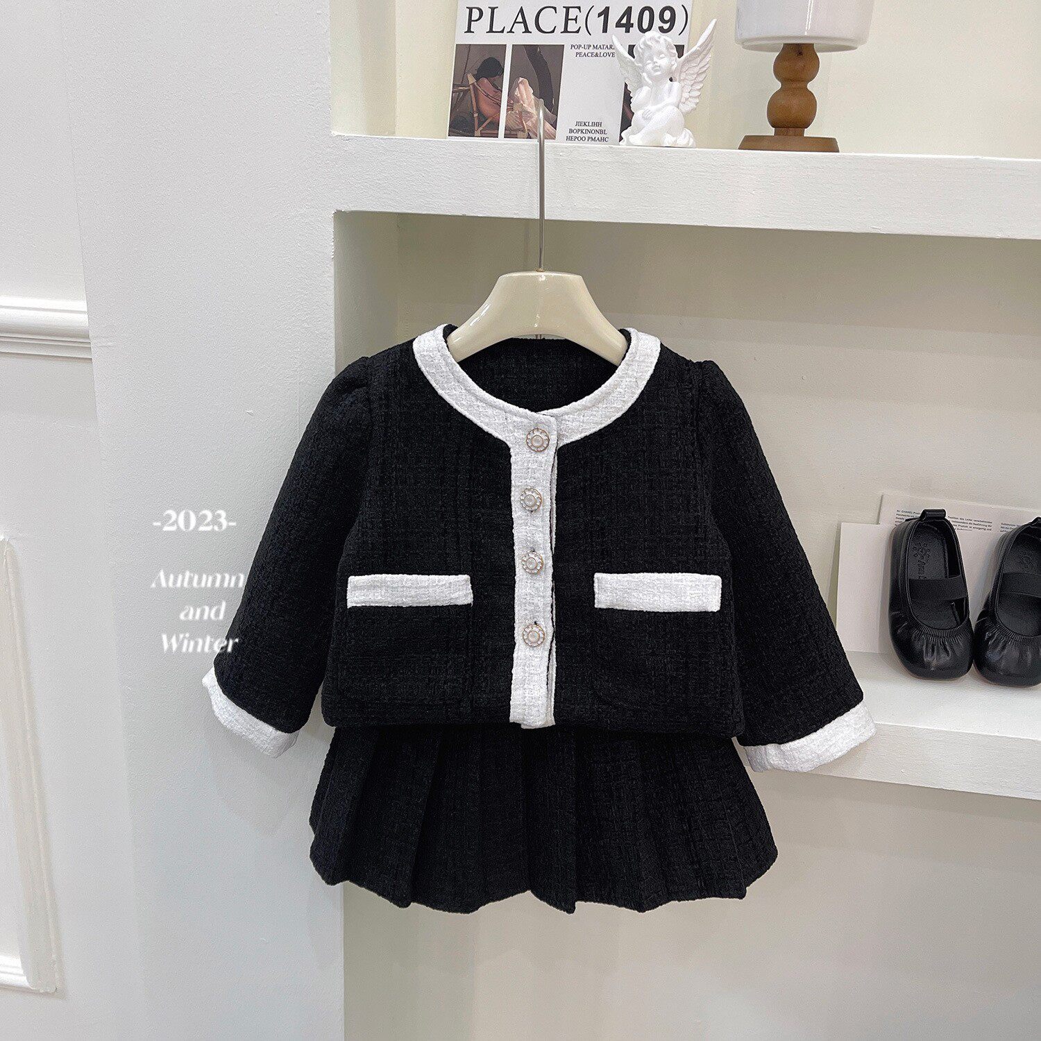 2025秋季童装女宝宝小香风两件套韩版气质新款女童裙子套装跨境