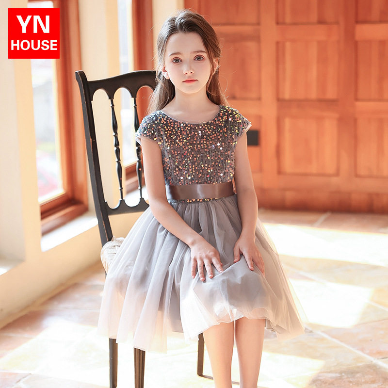 女童礼服高端儿童钢琴演奏礼服裙女孩生日走秀演出服中大童连衣裙