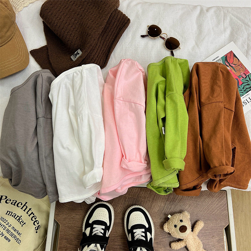 儿童长袖t恤秋季纯棉男童韩版女童上衣宝宝打底衫童装批发中小童