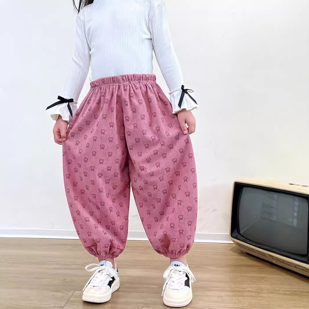 秋季儿童新款运动裤灯芯绒休闲裤童裤卫裤男女童宽松韩版哈伦裤潮